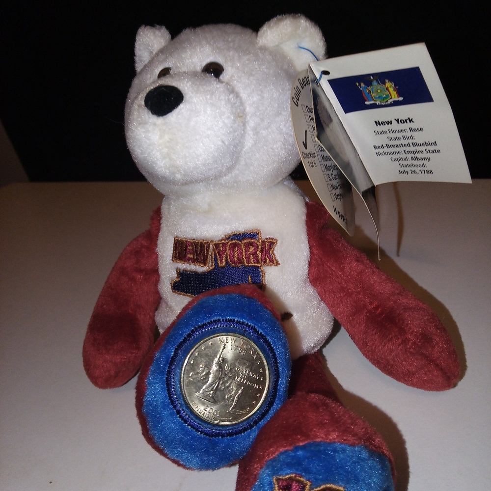 The COIN BEAR #11 New York State Quarter Collectible Plush Stuffed Bear by Limit